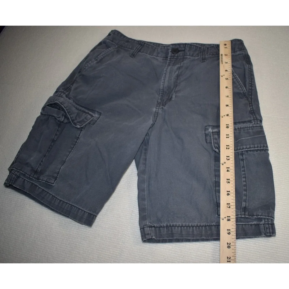 Arizona Jean Co. Men's Gray Cotton Canvas Cargo Shorts Flat Front Zip Pockets